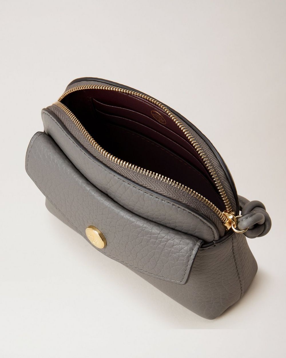 Press Stud Pouch Charcoal Heavy Grain Women Mulberry