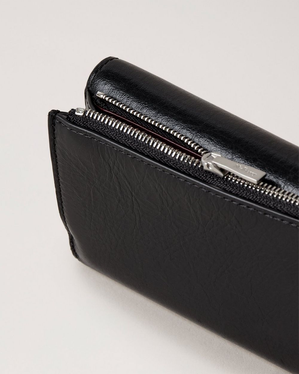 Darley Folded Multi-Card Wallet | Black High Shine Leather | Women ...
