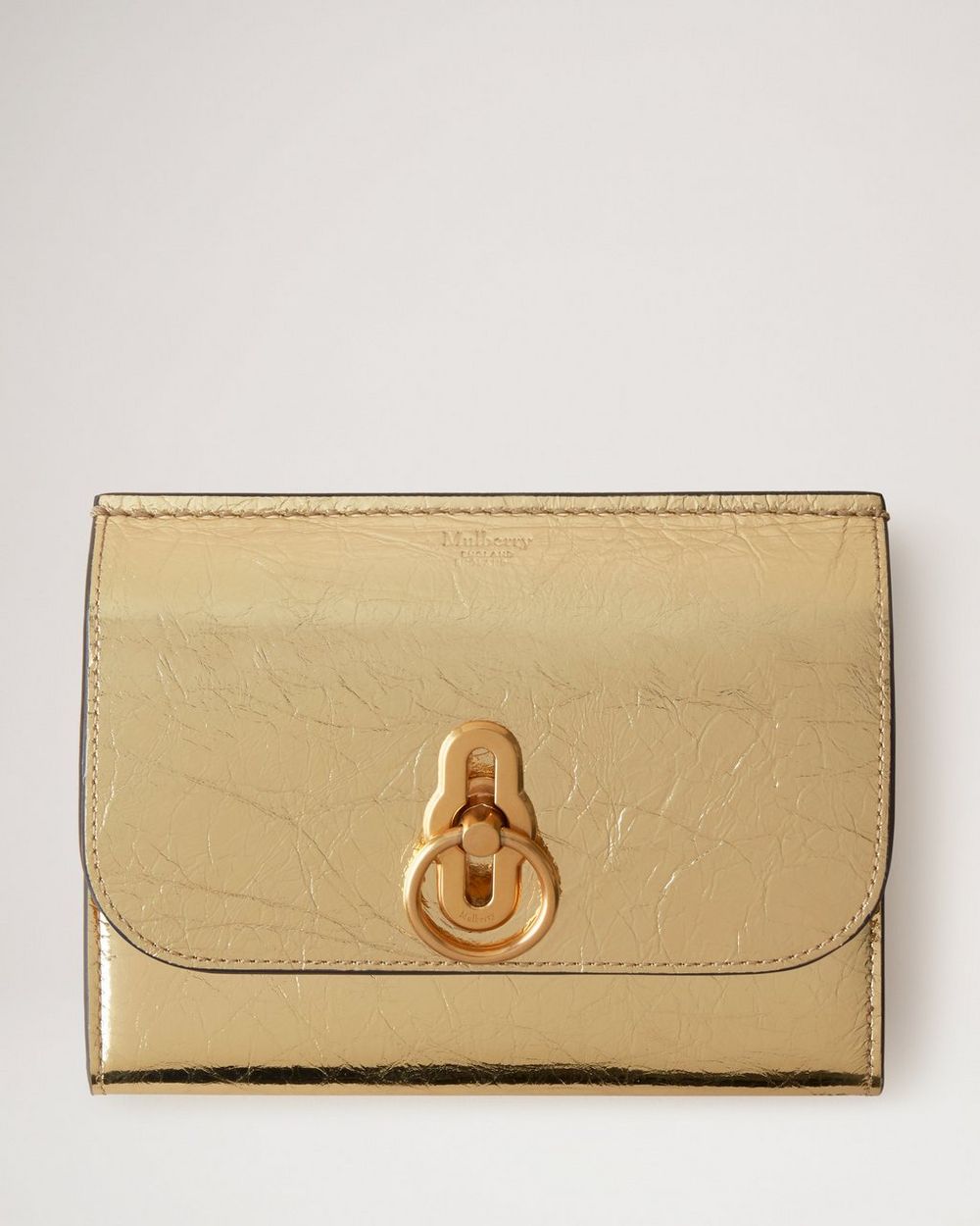 Amberley Medium Wallet Gold Crushed Metallic Leather Amberley
