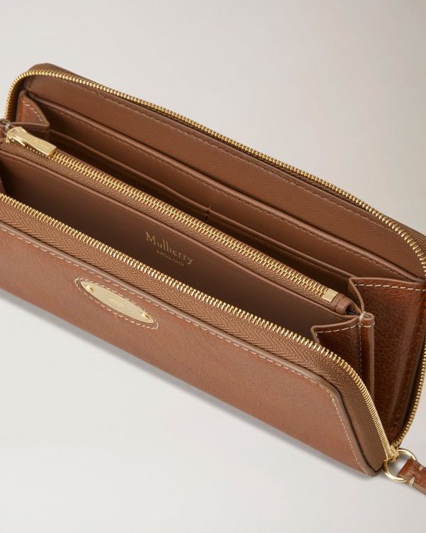 Gusseted Leather Coin Purse with Zipper - American Chestnut