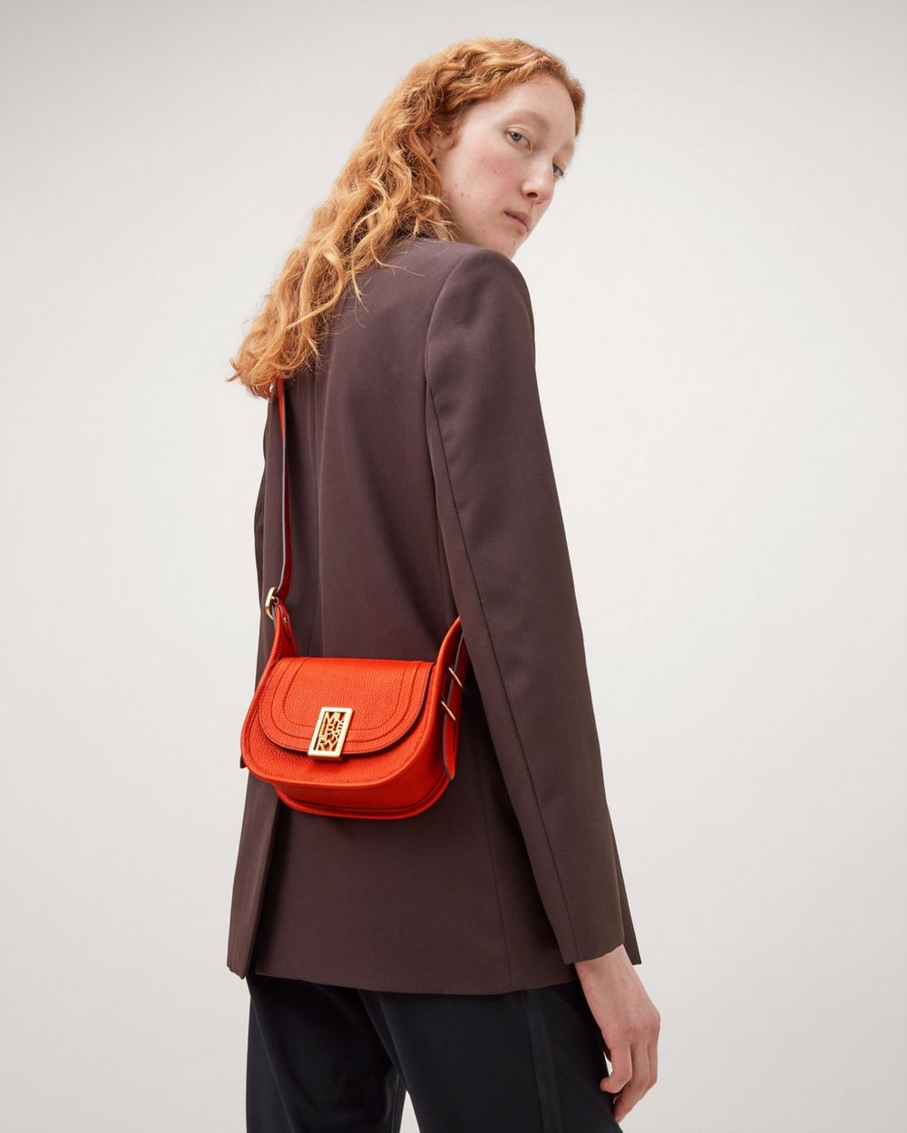 Mini Sadie Satchel | Coral Orange Goat Printed Leather | Sadie | Mulberry