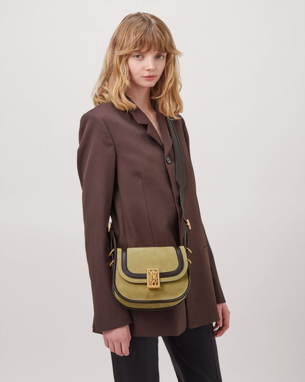 Small Sadie Satchel | Wild Primrose & Ebony Suede & Leather | Sadie ...