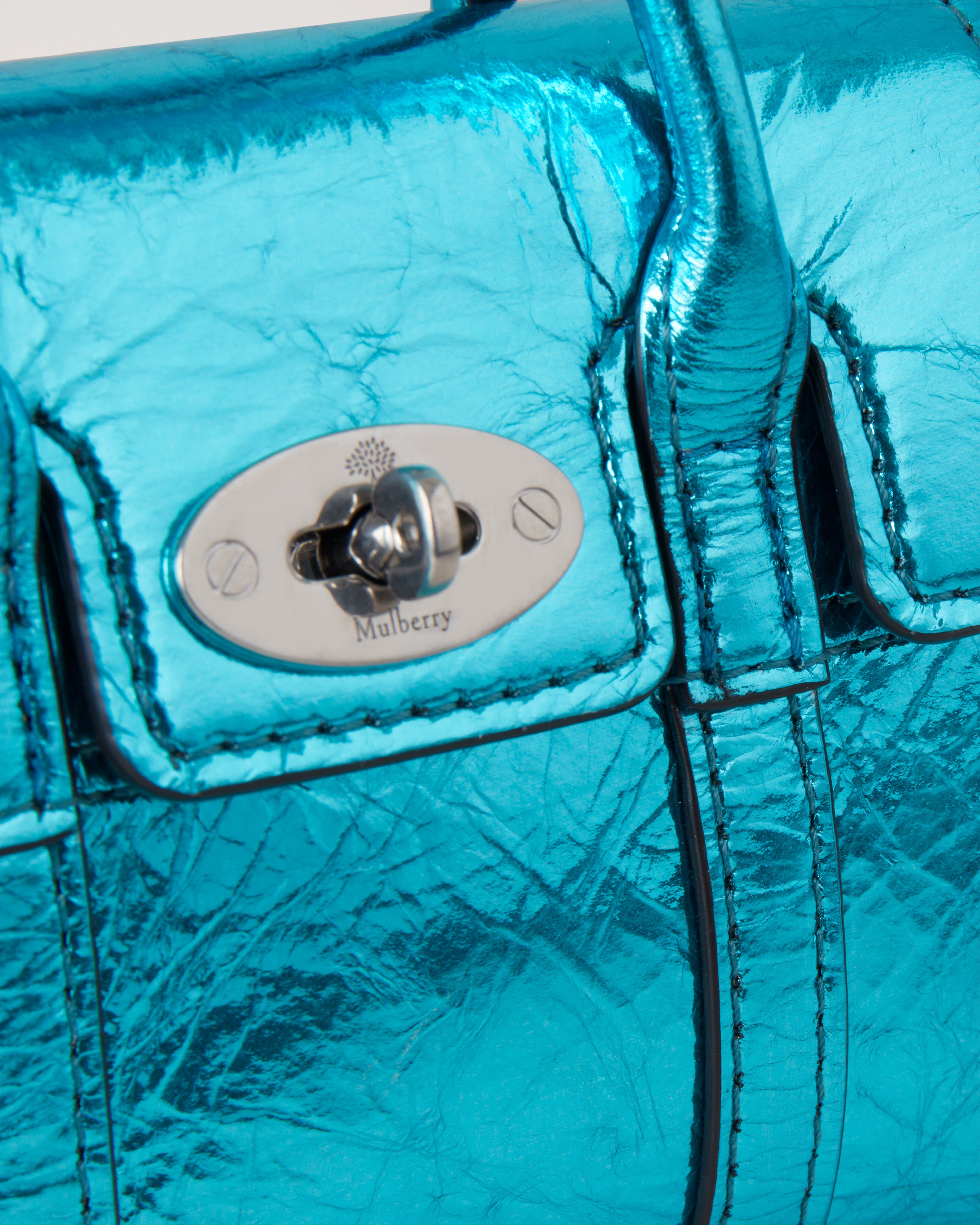 Micro Bayswater Portobello Blue Crinkled Metallic Leather Bayswater