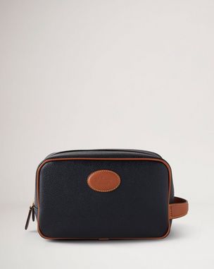 Scotchgrain Wash Case | Black & Cognac Scotchgrain | Women | Mulberry