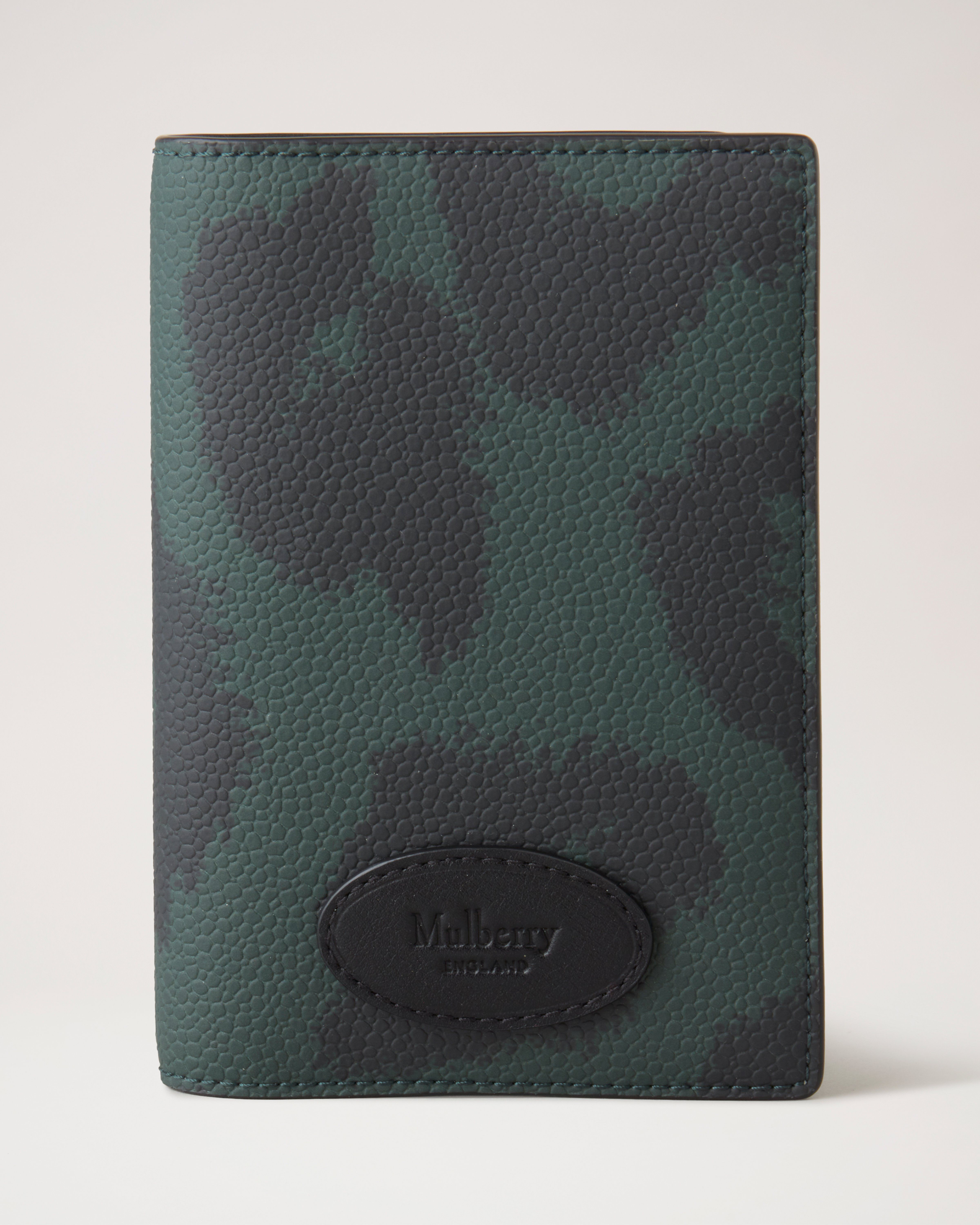 Passport Cover Mulberry Green Leopard Printed Scotchgrain Women Mulberry