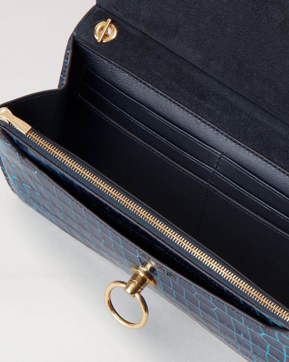 Amberley Clutch | Sapphire & Portobello Blue Two-Tone Shiny Embossed ...