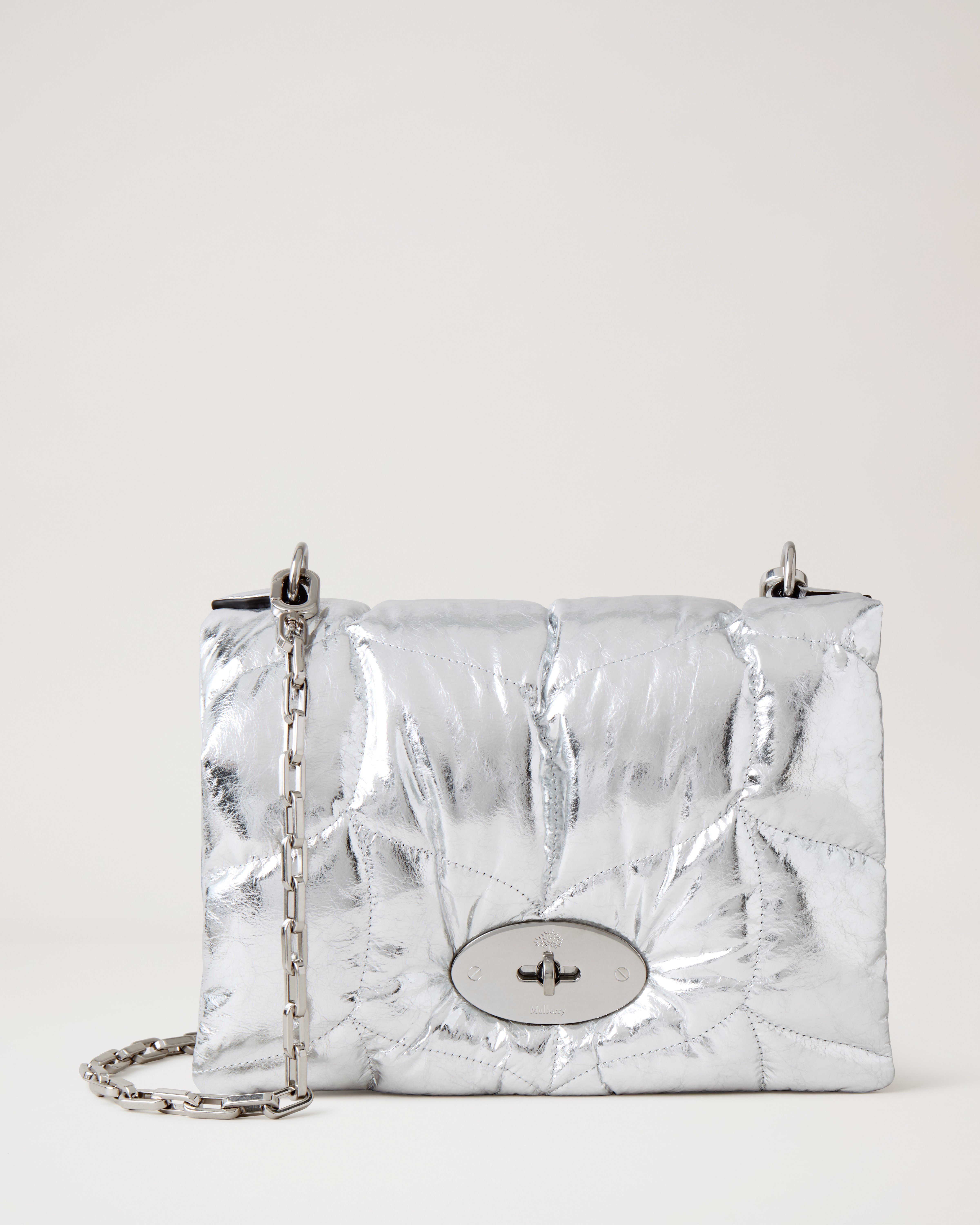 Fashionable Silver Women's Foldable Single Shoulder Crossbody Bag