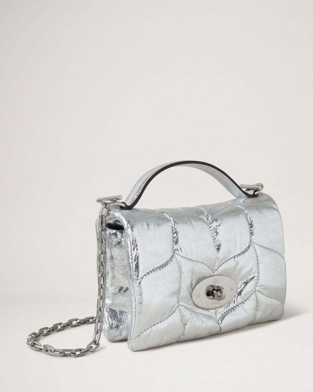 Little Softie, Silver Crinkled Metallic Leather, Softie