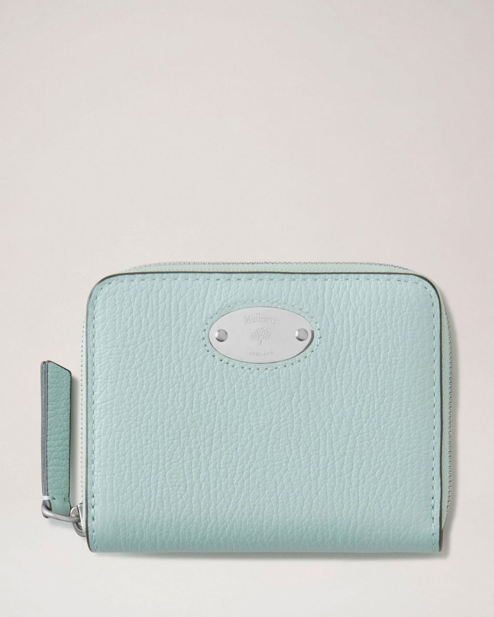 Mulberry Plaque Small Zip Around Purse Acrylic Green High Shine Goat