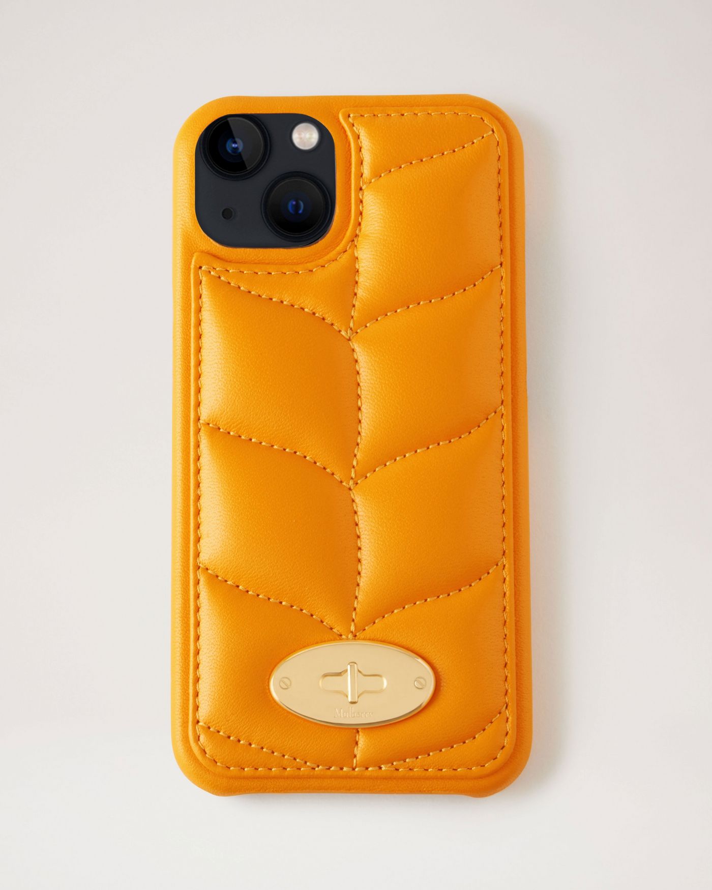 Softie iPhone 13 Case Double Yellow Pillow Effect Nappa Leather