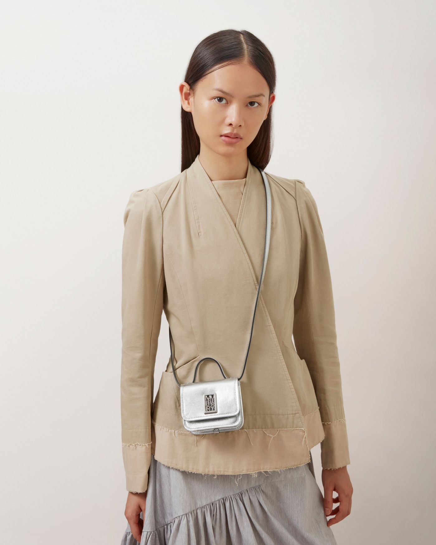 Micro Sadie Square | Silver Crinkled Metallic Leather | Sadie | Mulberry