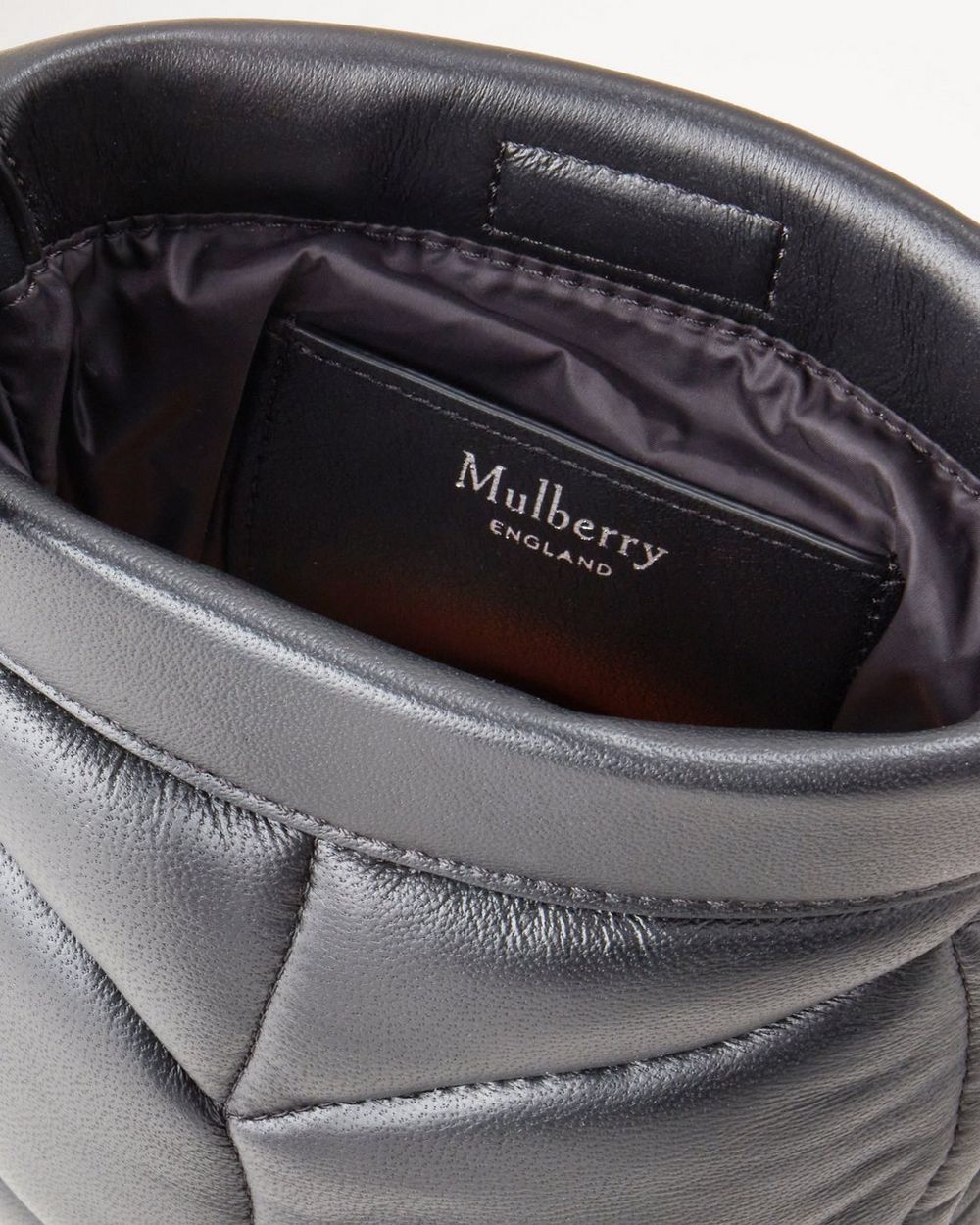 Softie Phone Pouch Black Pillow Effect Nappa Leather Softie Mulberry