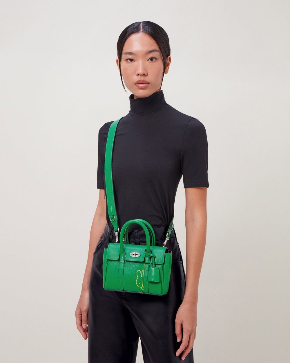 Mulberry x Miffy - Mini Bayswater | Lawn Green Small Classic Grain ...