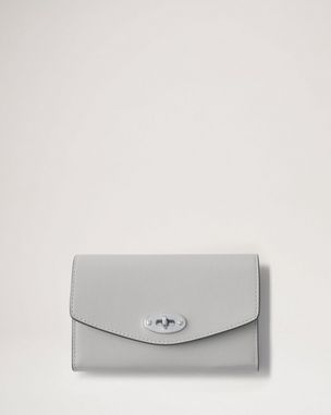 Mulberry Plaque Continental Wallet in Black Nappa with Shiny Pale