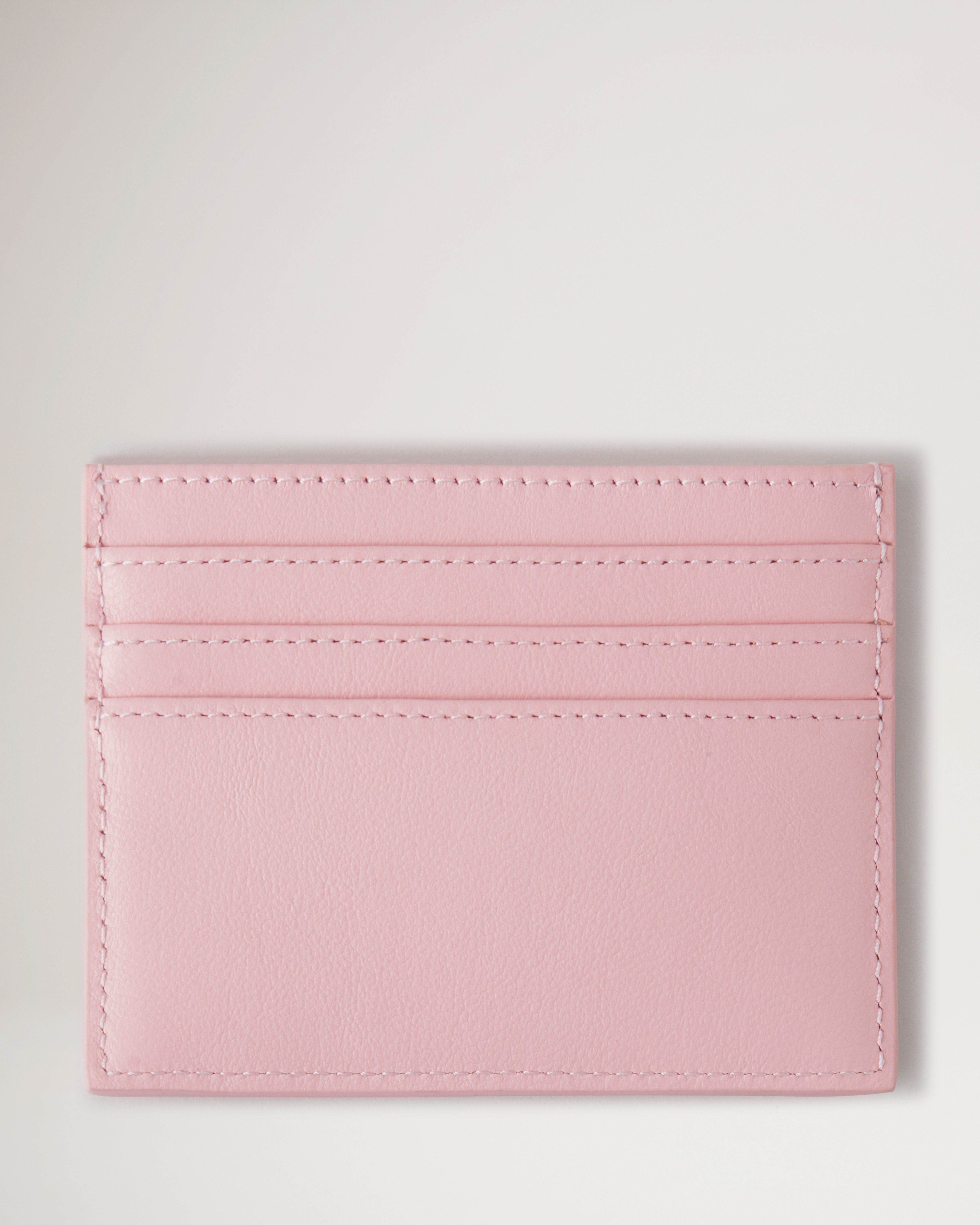 Zipped Credit Card Slip Powder Rose Micro Classic Grain Women