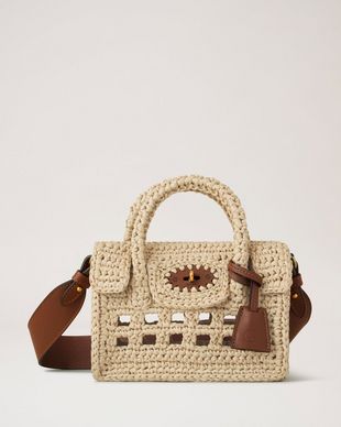 Fendi Soft Raffia Mini Shopper Bag. in Brown