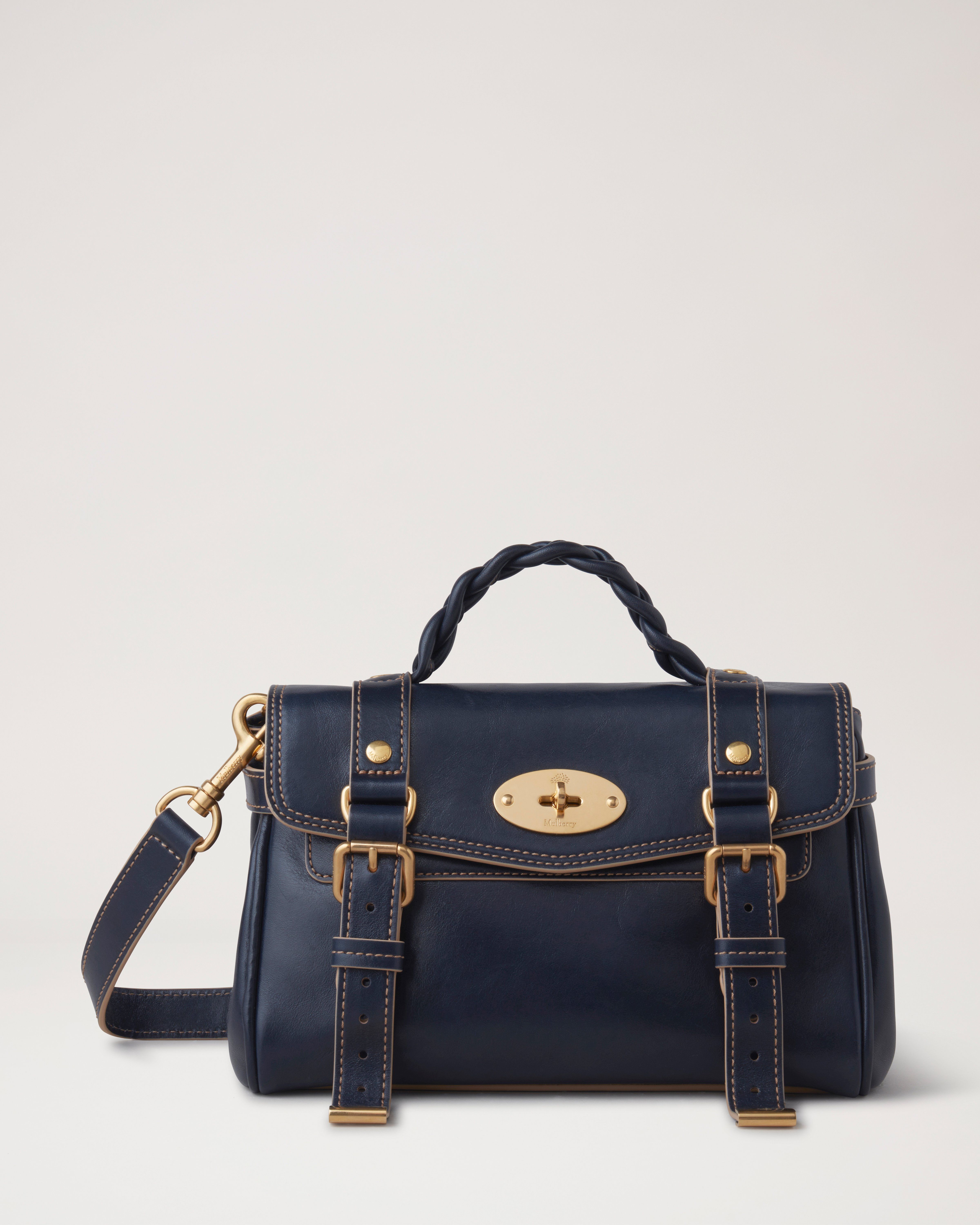 Mini Alexa Dark Navy Contrast Raw Edge Women Mulberry