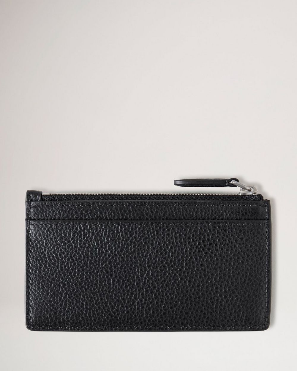 SAINT LAURENT Black grained leather zipped card holder