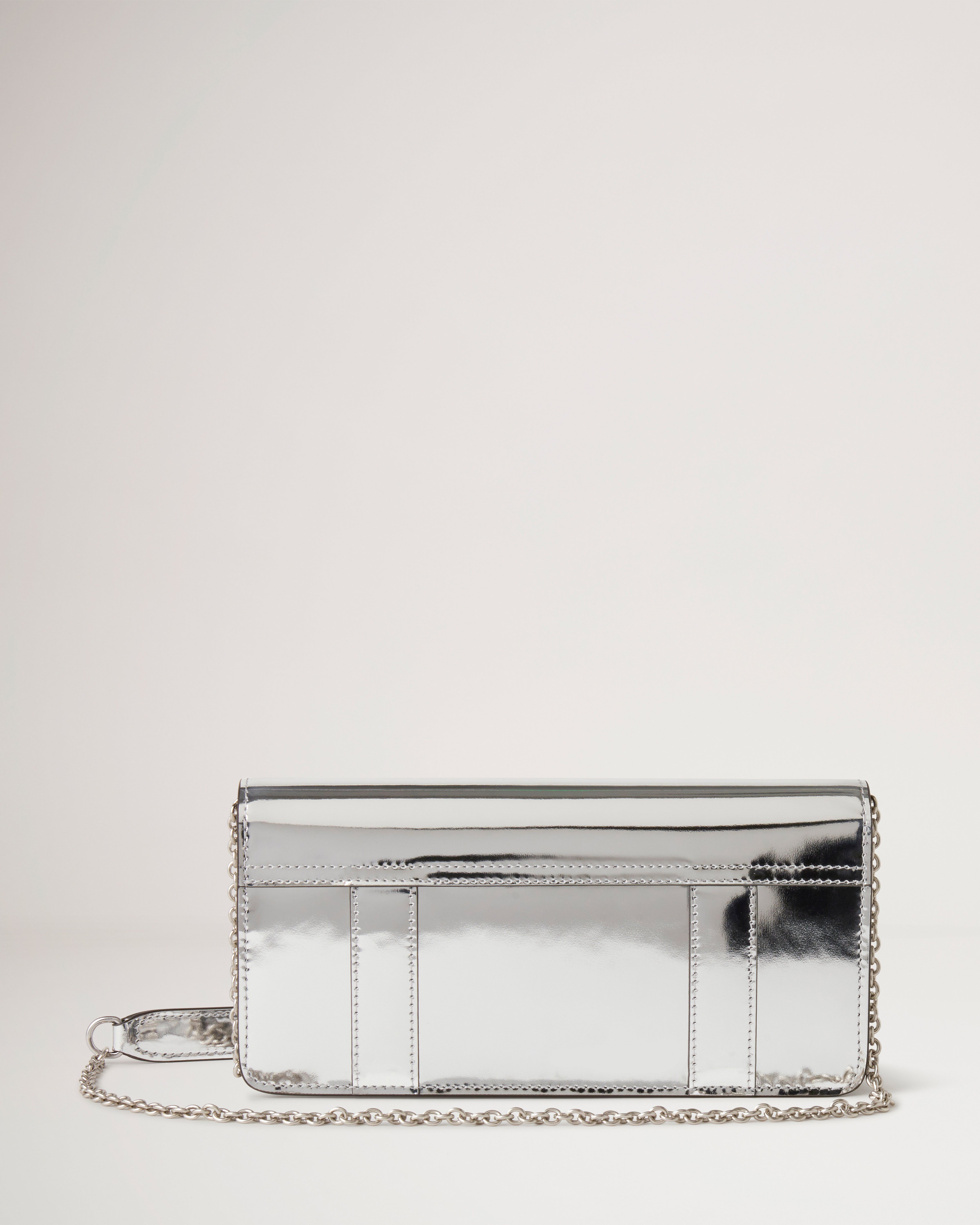 East West Bayswater Clutch | Silver Mirror Plain Version | Women | Mulberry