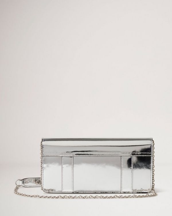 East West Bayswater Clutch Silver Mirror Plain Version Women Mulberry