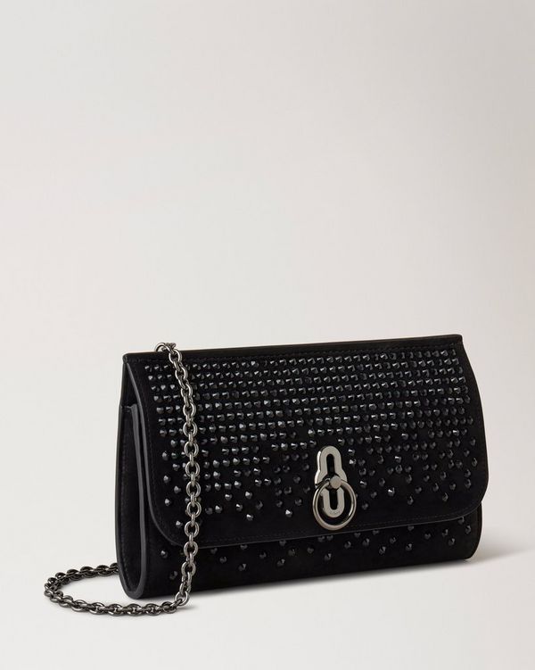 Amberley Clutch | Black Hot Fix Crystals | Amberley | Mulberry