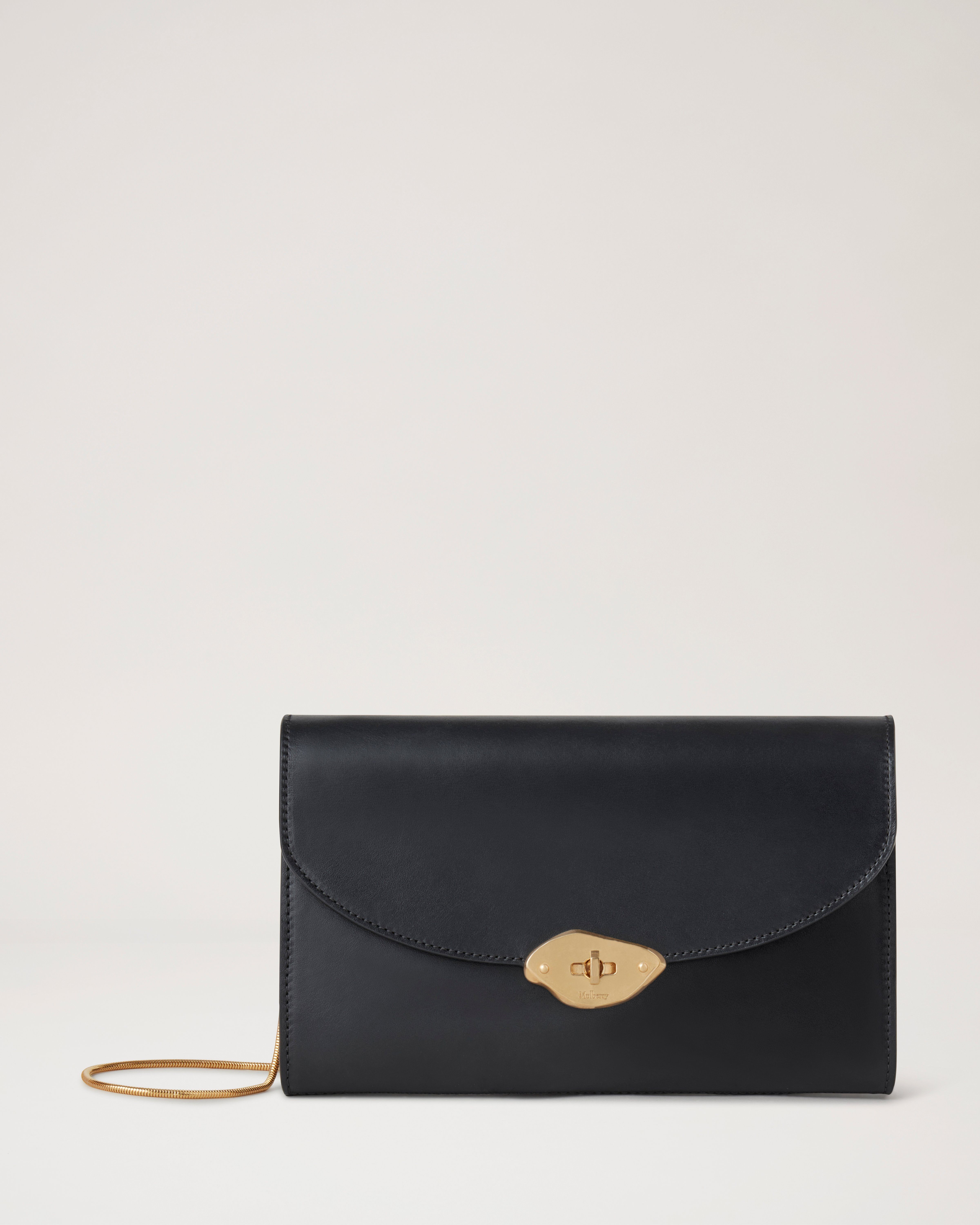 Lana Clutch Black High Gloss Leather Lana Mulberry