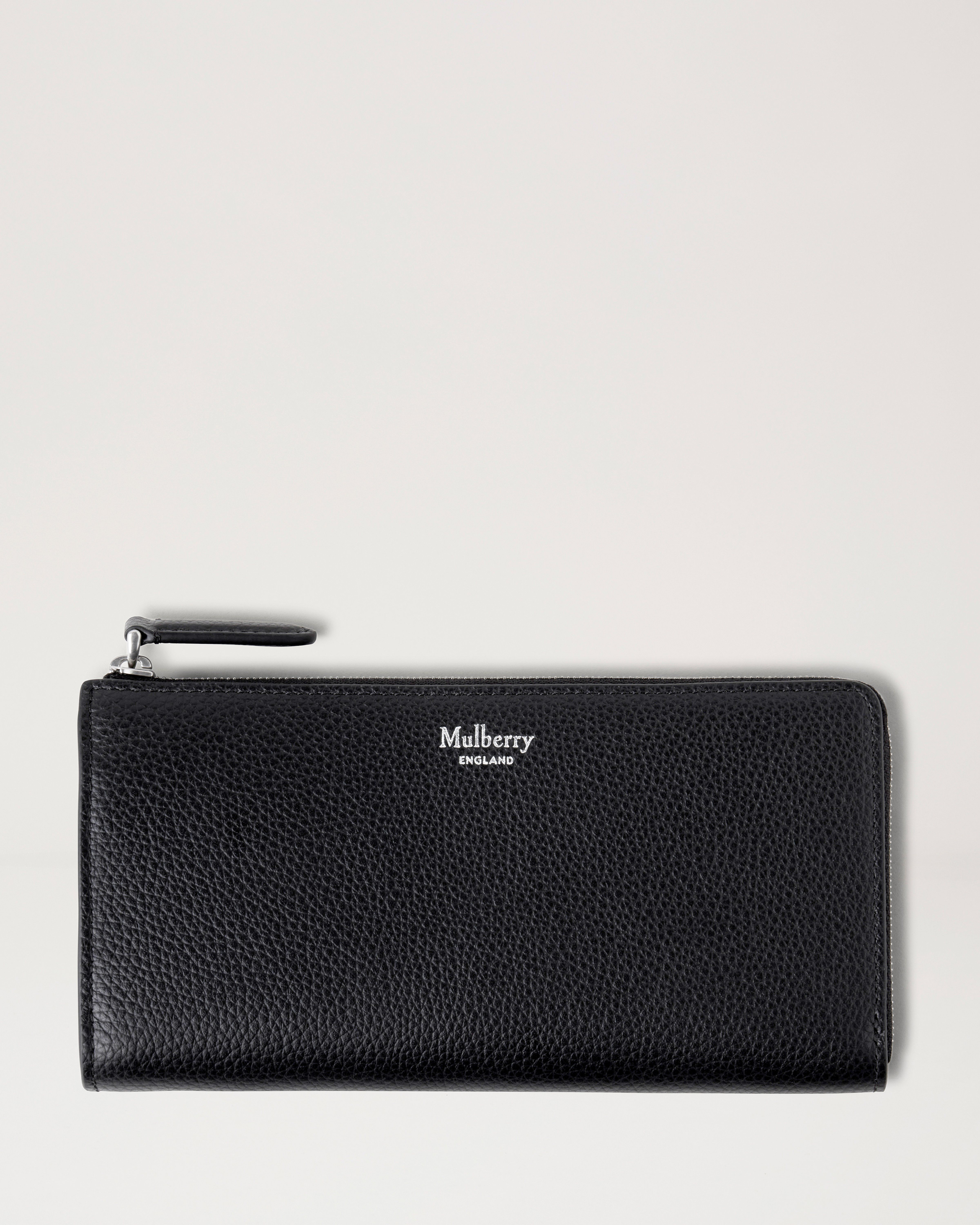 Continental Long Zip Around Wallet Black Small Classic Grain Women Mulberry