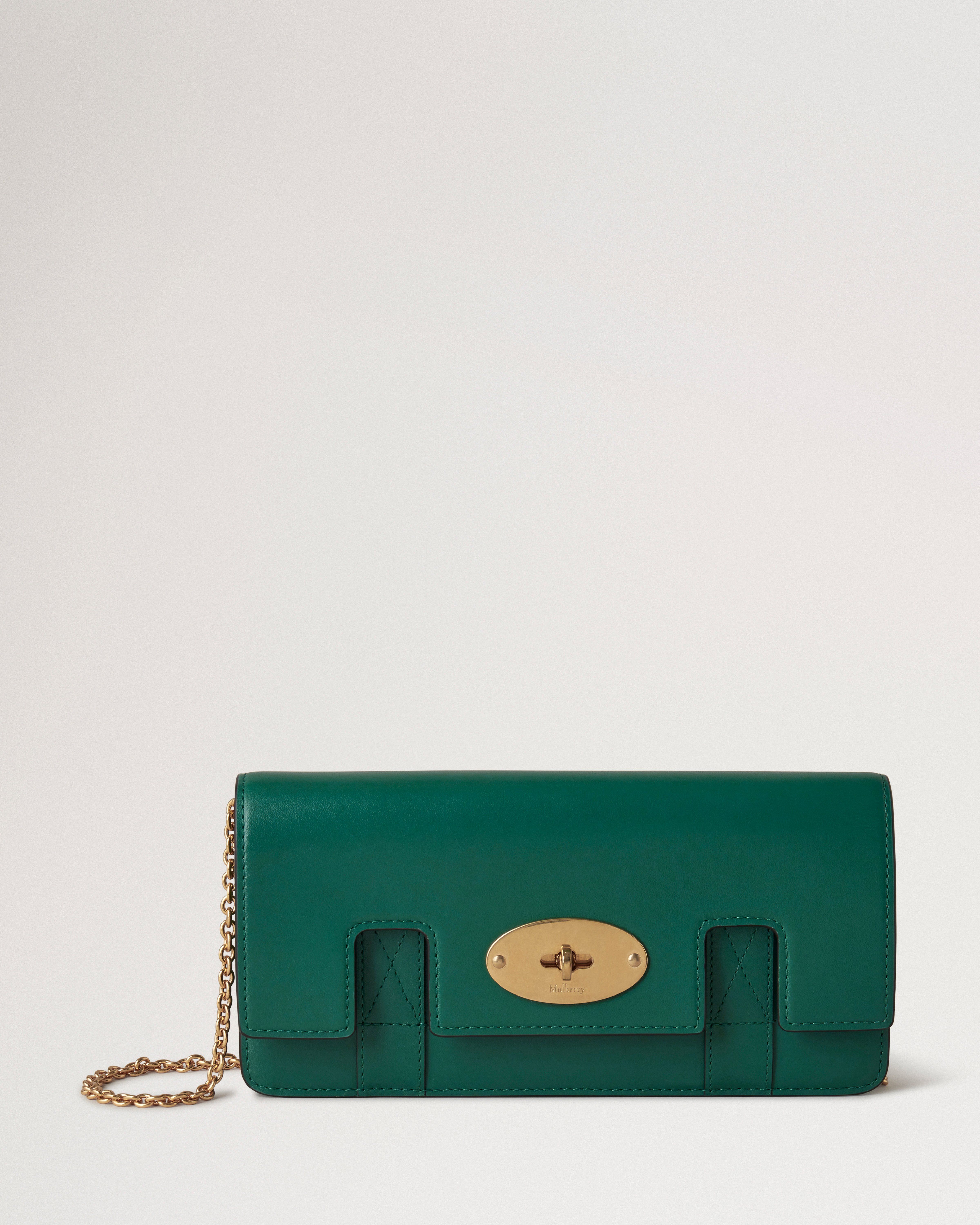 East West Bayswater Clutch | Malachite High Gloss Leather | Bayswater ...