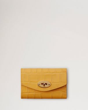 Credit Card Slip Yellow Matte Small Croc Women Mulberry