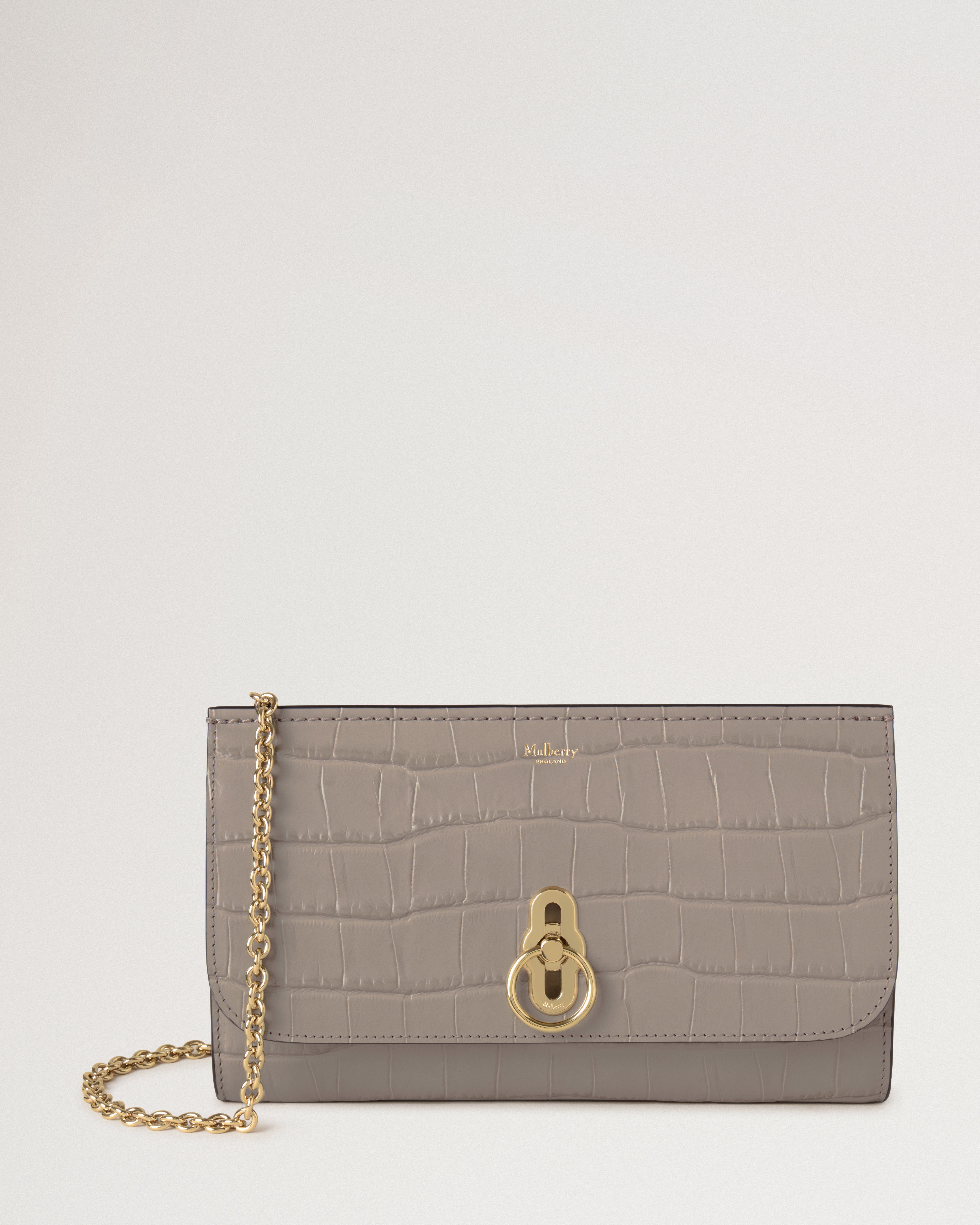 Mulberry | Amberley Clutch | Cashmere Taupe Shiny Small Croc