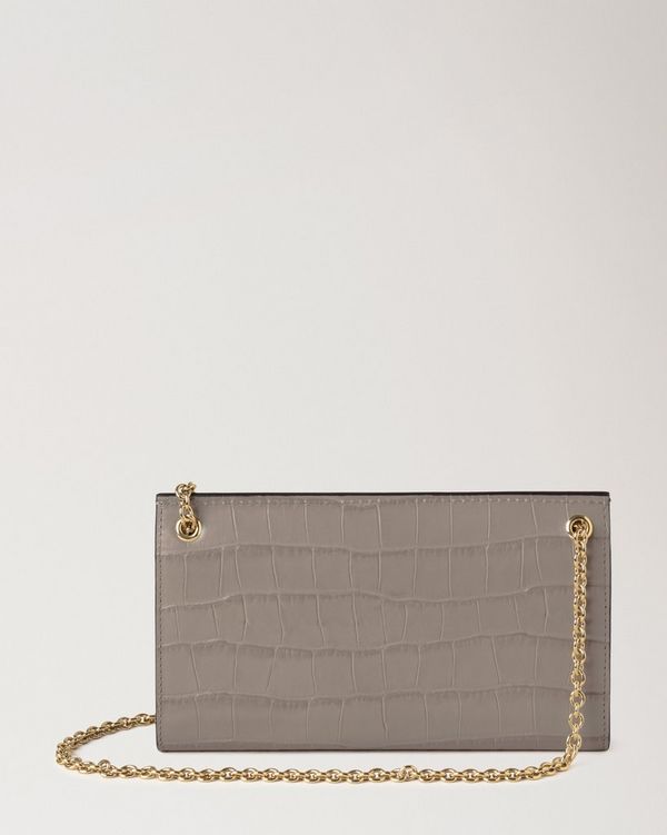 Mulberry | Amberley Clutch | Cashmere Taupe Shiny Small Croc