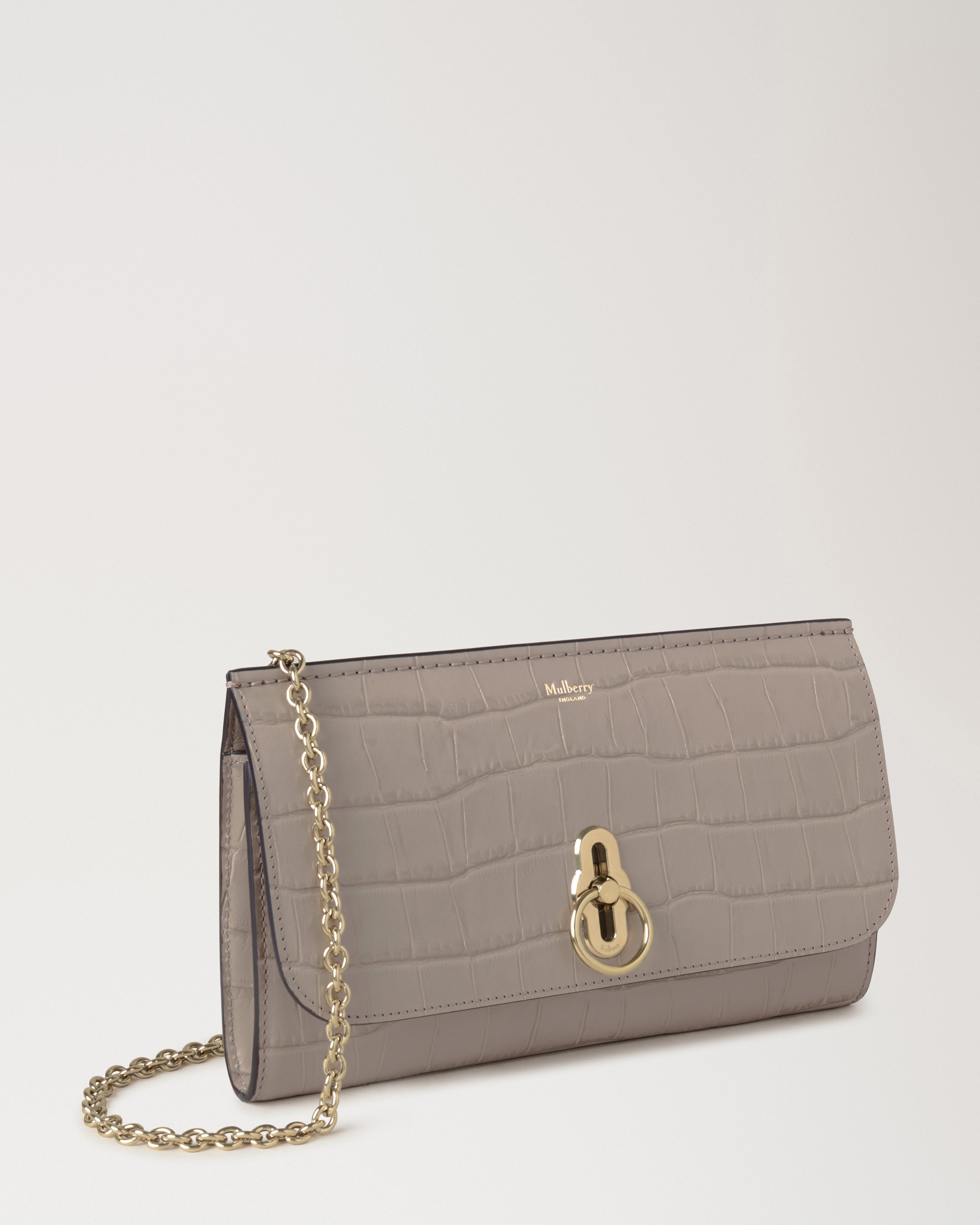 Mulberry | Amberley Clutch | Cashmere Taupe Shiny Small Croc
