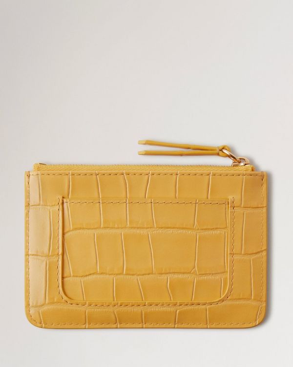 Small Zip Coin Pouch | Yellow Matte Small Croc | Women | Mulberry