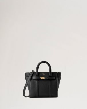 Mini Zipped Bayswater Black Small Classic Grain Women Mulberry