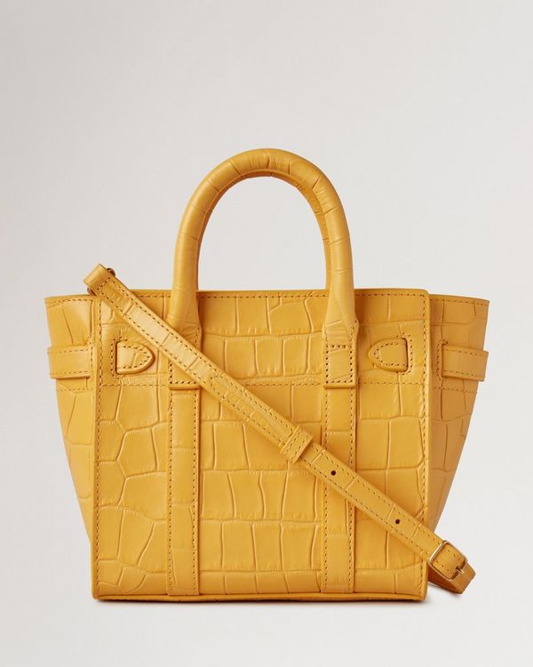 Micro Zipped Bayswater Yellow Matte Small Croc Bayswater Mulberry