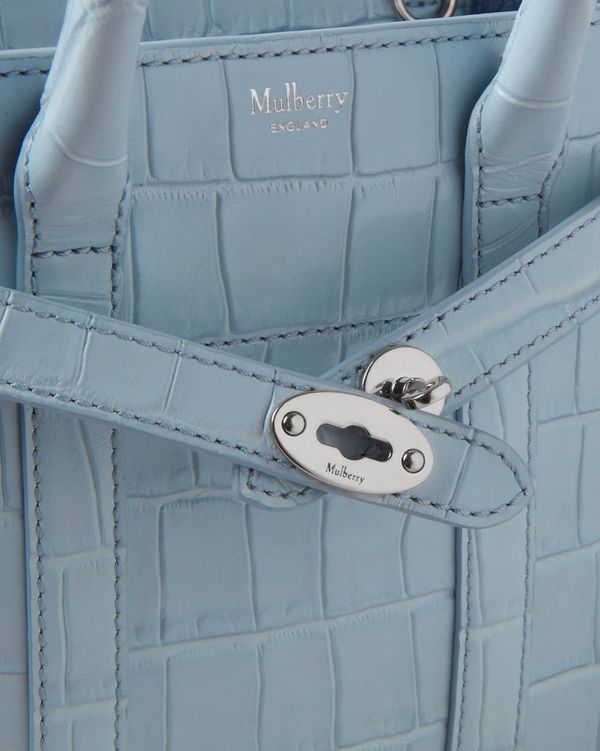 Mulberry | Micro Zipped Bayswater | Poplin Blue Shiny Small Croc Mulberry | Micro Zipped Bayswater | Poplin Blue Shiny Small Croc