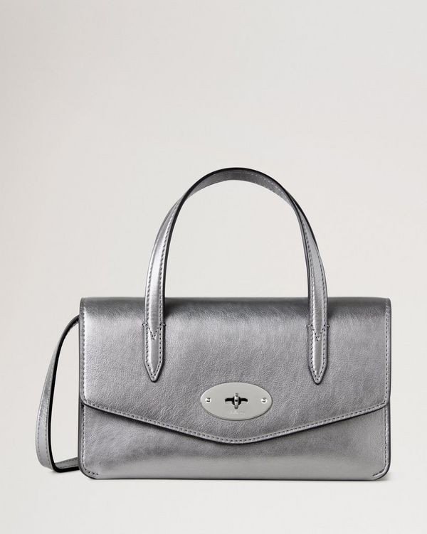 Small Darley Top Handle Pewter Metallic Calf Nappa Women Mulberry