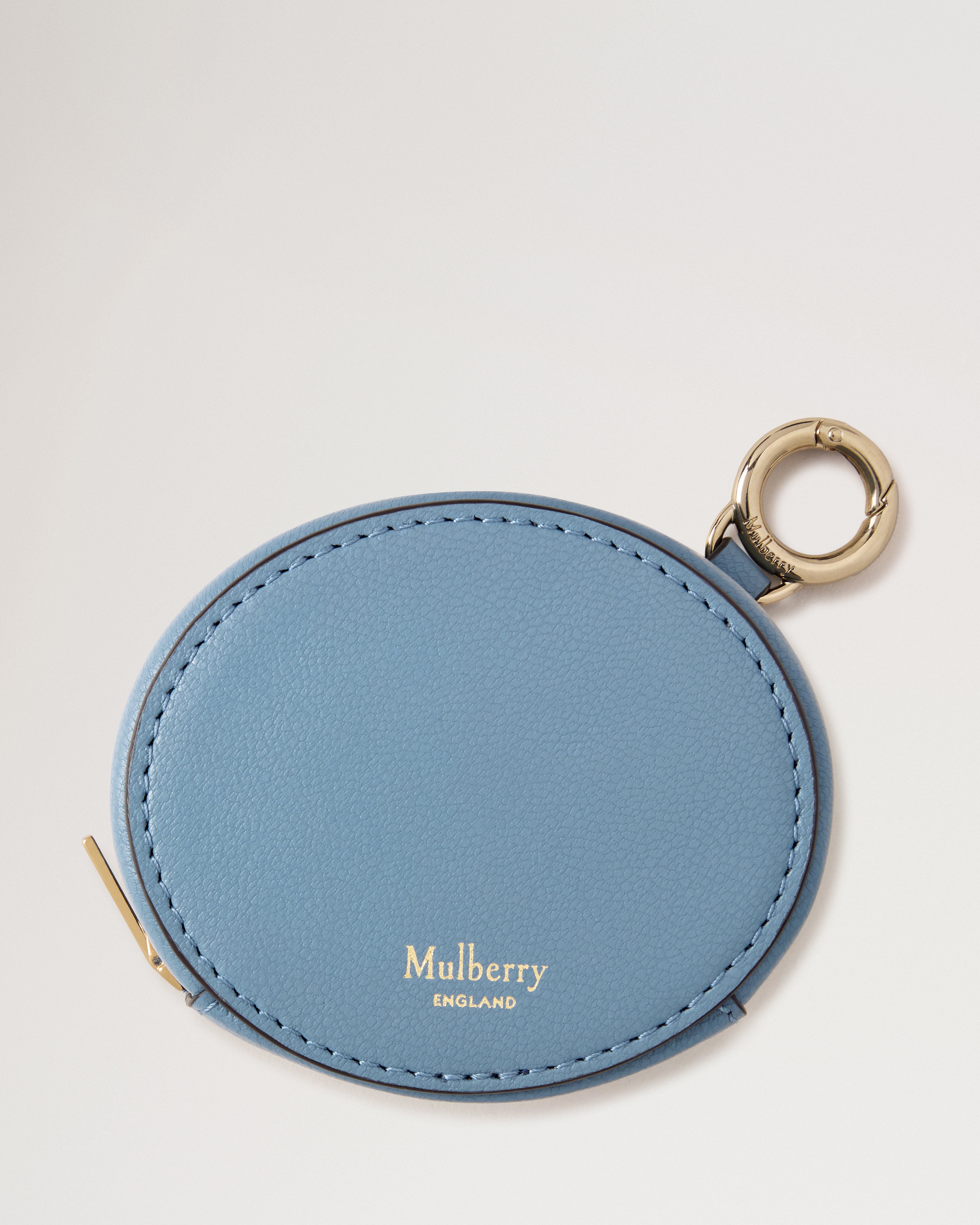 Mulberry | Zipped Case Keyring | Brighton Blue Micro Classic Grain