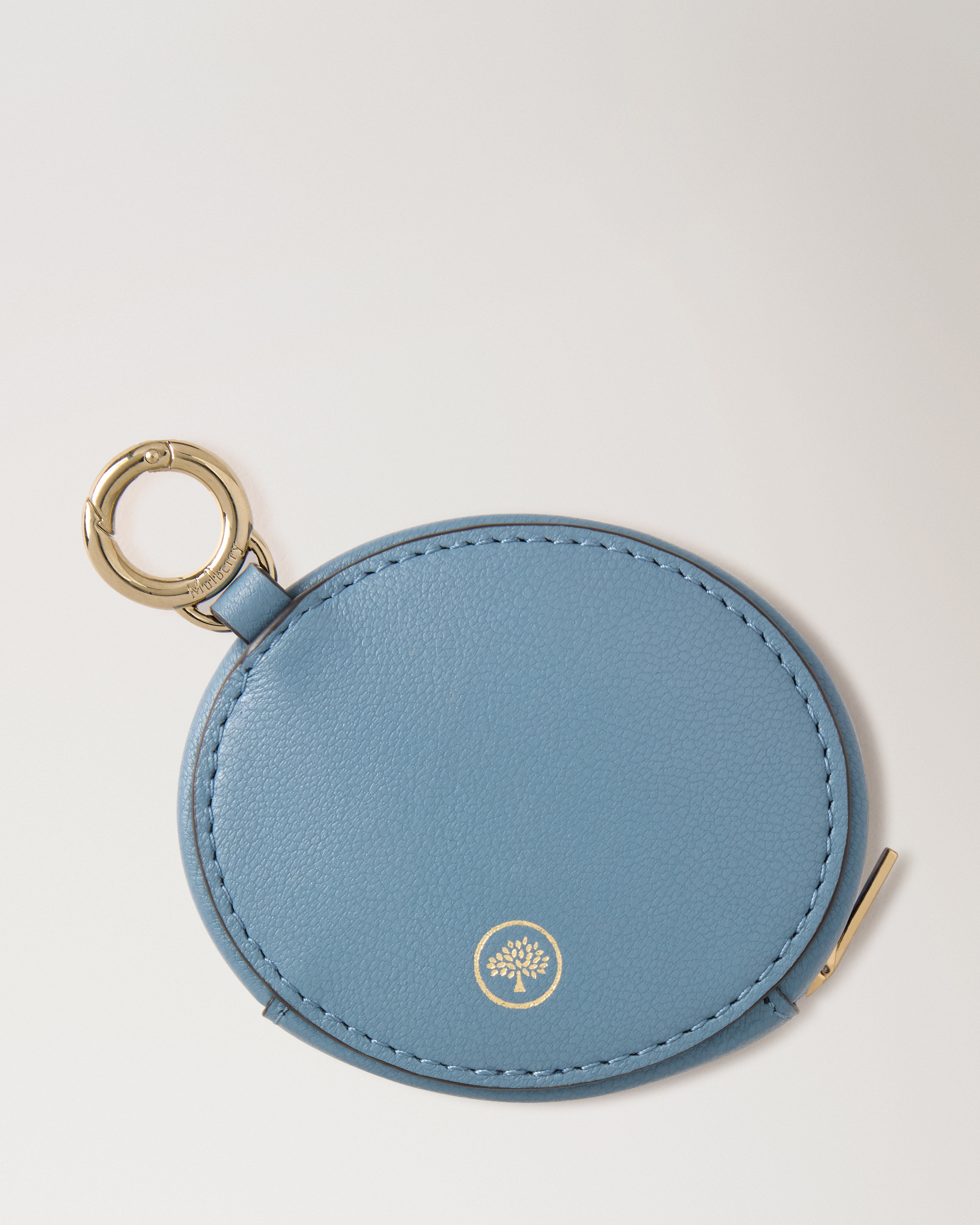 Mulberry | Zipped Case Keyring | Brighton Blue Micro Classic Grain
