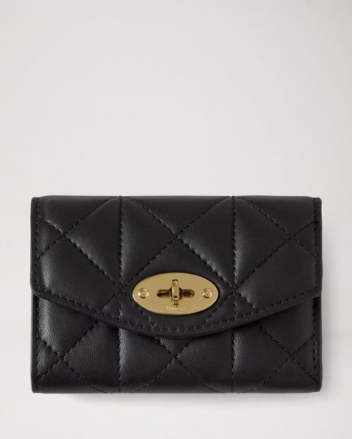 Mulberry ダーリー フォールデッド マルチカード ウォレット ブラック Mulberry | Darley Folded Multi-Card Wallet | Black Quilted Nappa