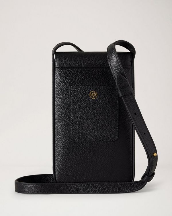 Mulberry | Press Stud Phone Pouch | Black Small Classic Grain