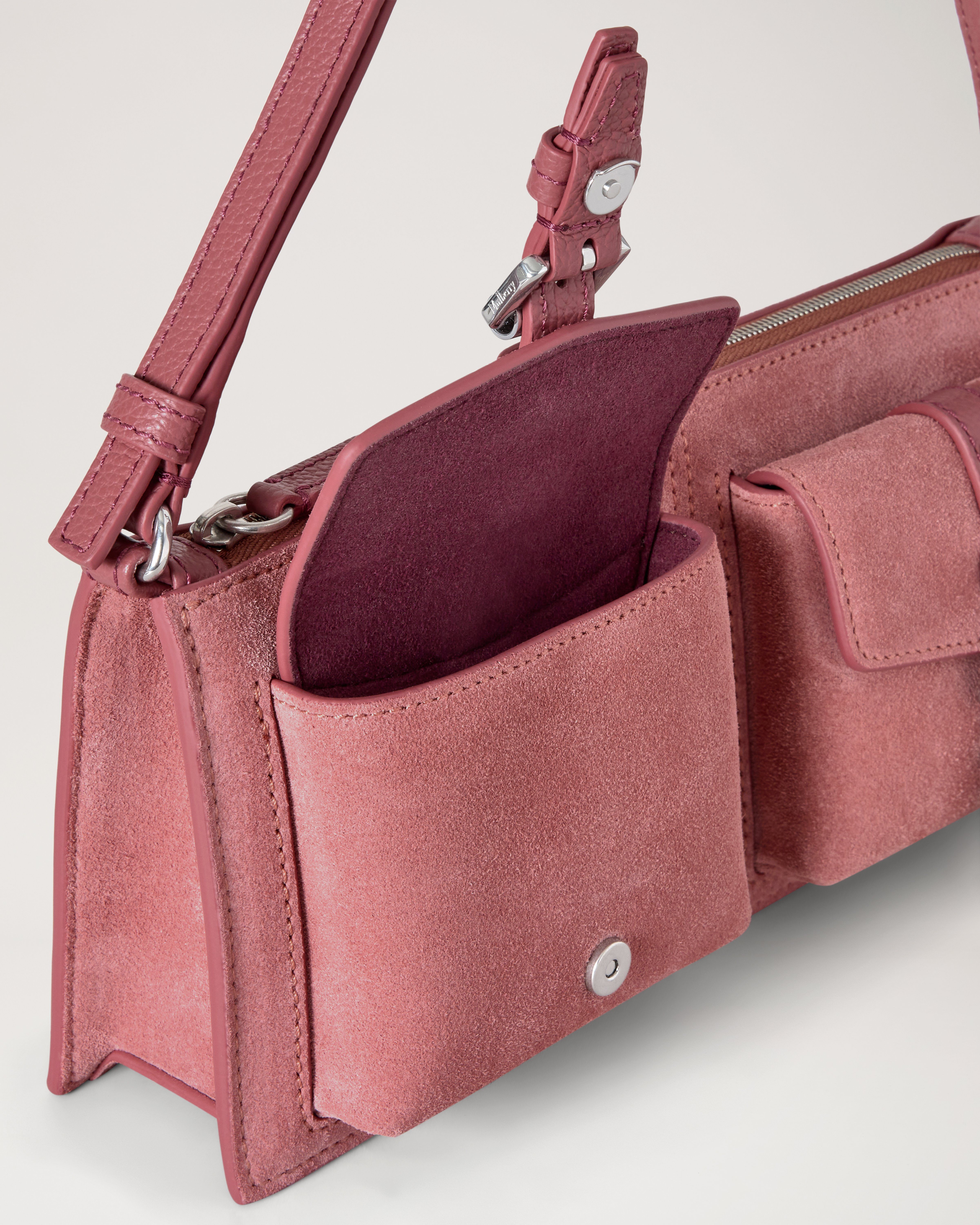 Mulberry | Mini Roxanne Shoulder Bag | Pink Scrumpy Suede | Roxanne