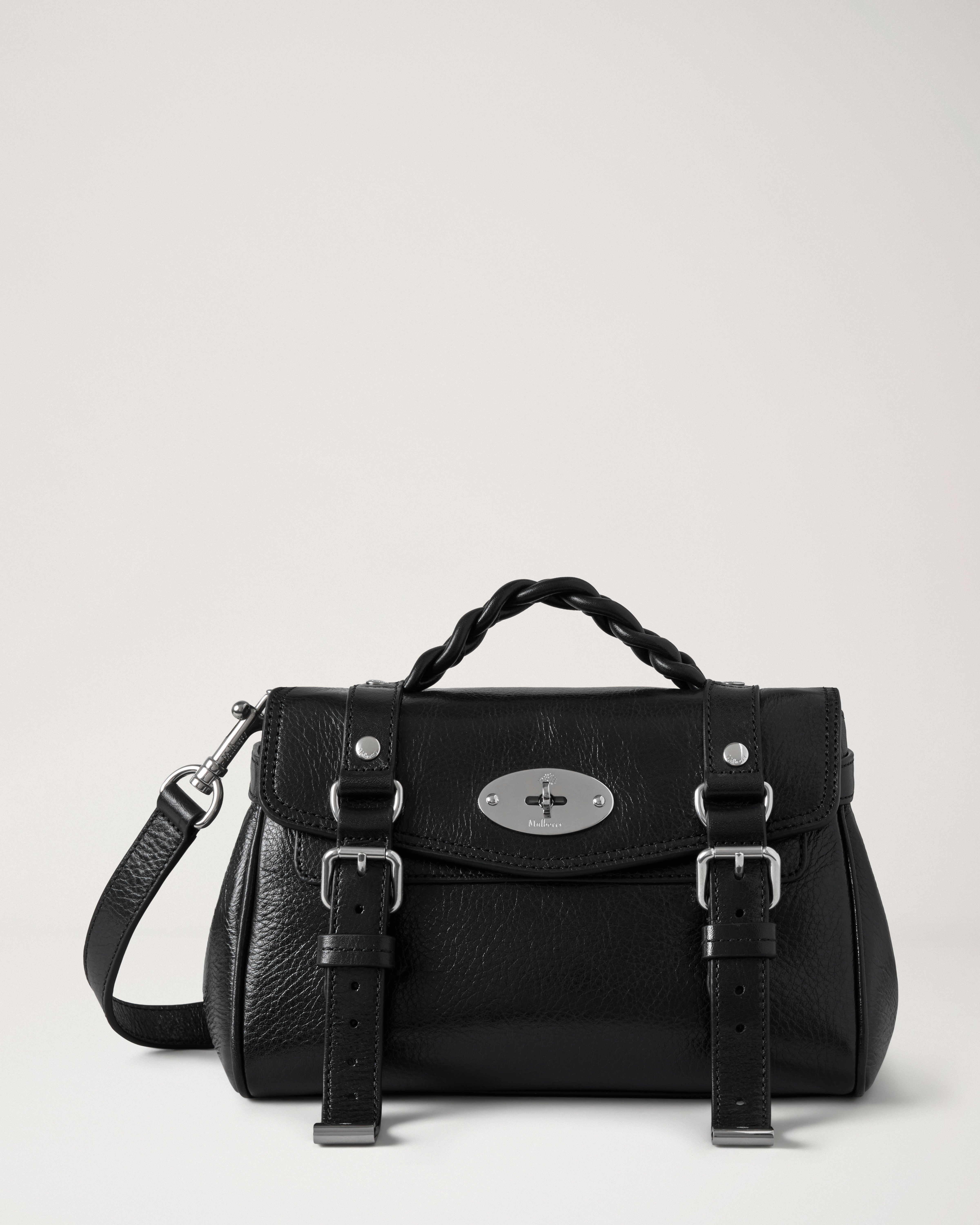 Mulberry | ミニ アレクサ | ブラック ハイシャインレザー | トップ