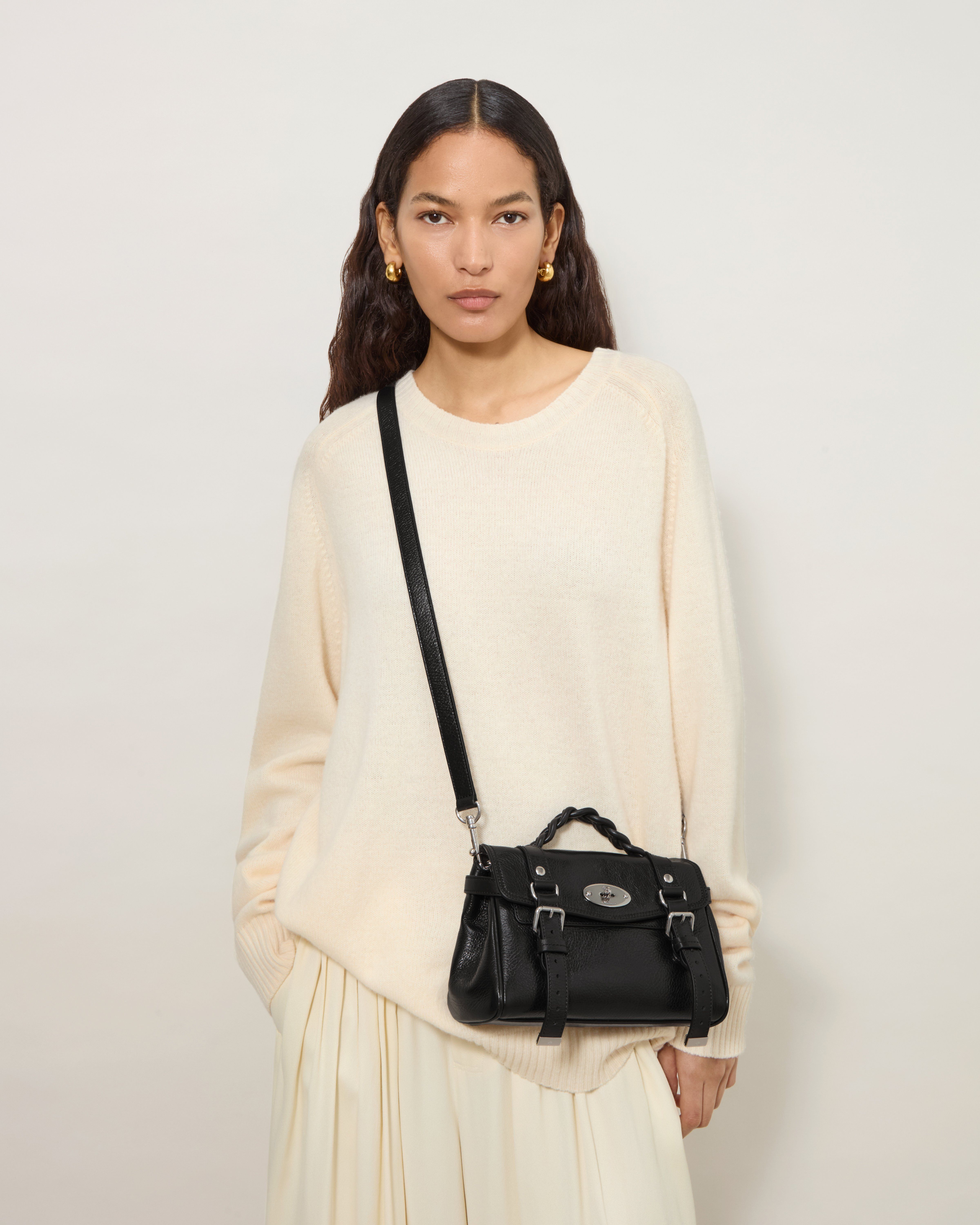 Mulberry | ミニ アレクサ | ブラック ハイシャインレザー | トップ