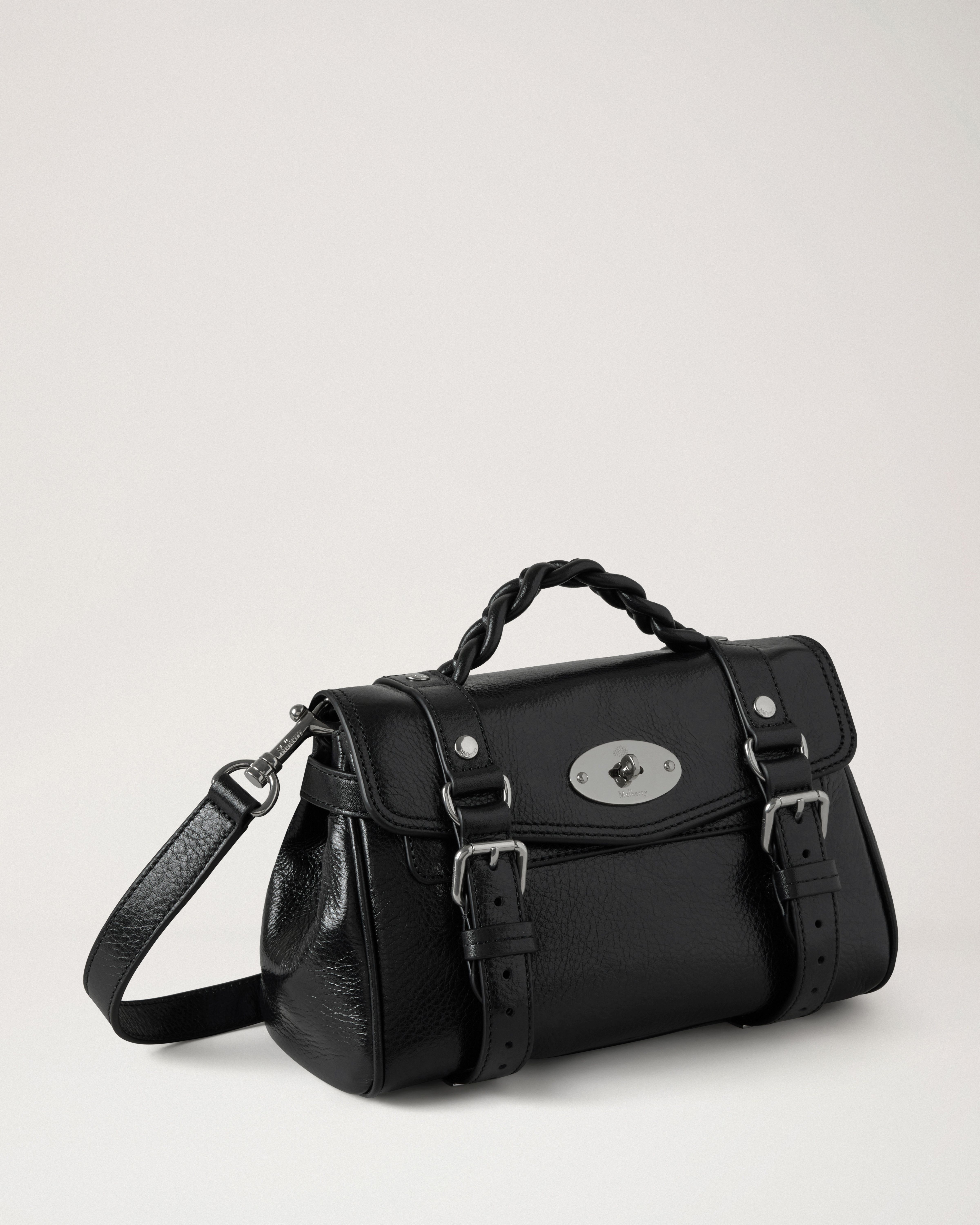 Mulberry | Mini Alexa | Black High Shine Leather | Top Handle Bags