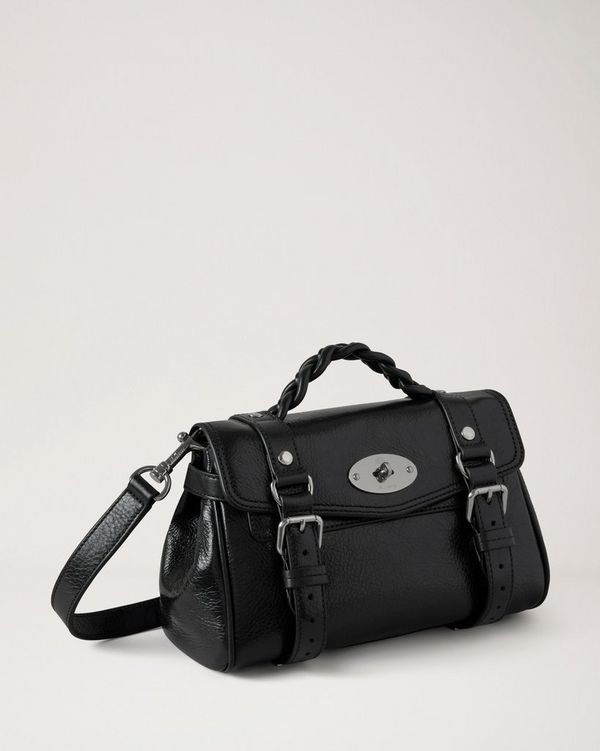 Mulberry | ミニ アレクサ | ブラック ハイシャインレザー | トップ