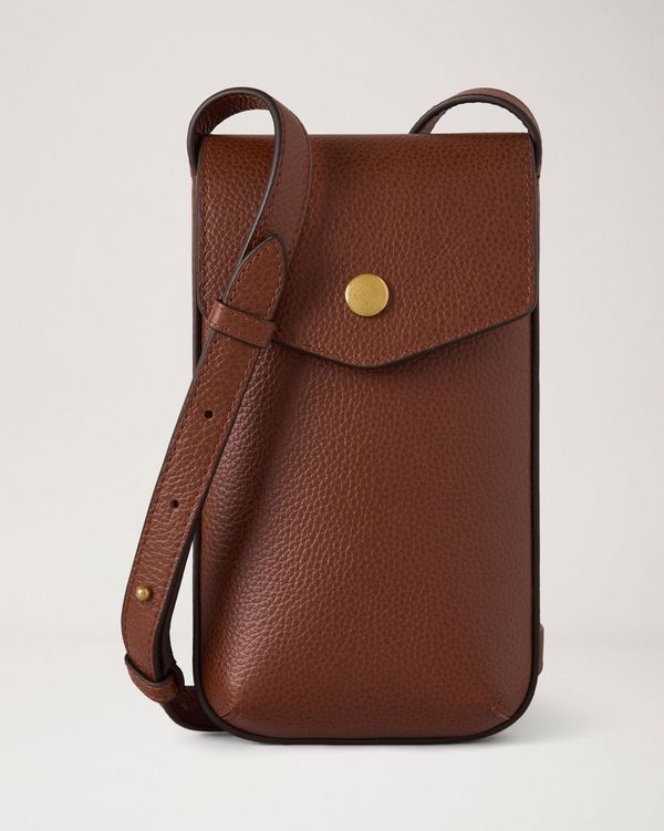 Mulberry | Press Stud Phone Pouch | Oak Two-Tone Small Classic Grain