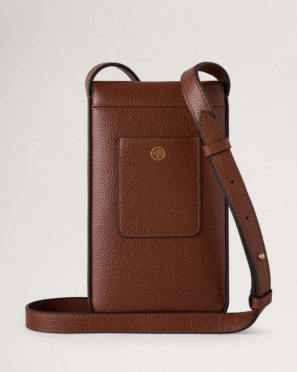 Mulberry | Press Stud Phone Pouch | Oak Two-Tone Small Classic Grain