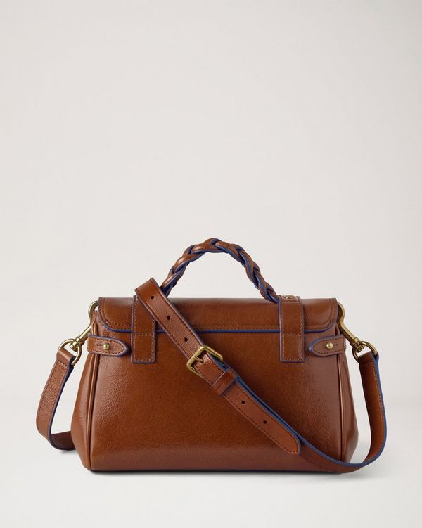 Mulberry | Mini Alexa | Oak & Pigment Blue Smooth Glossy Leather