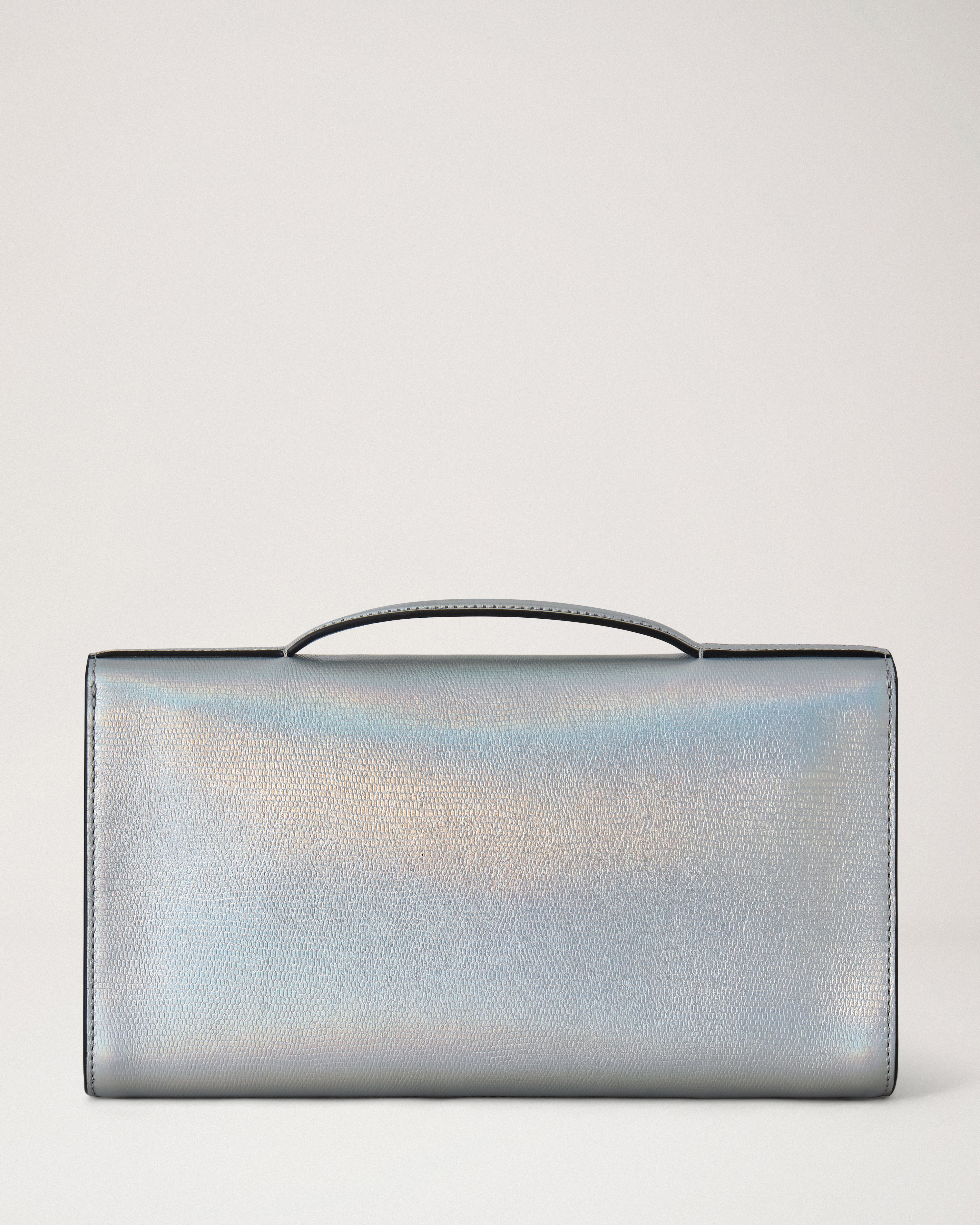 Mulberry | Lily Clutch | Silver Iridescent Lizard Embossed Leather